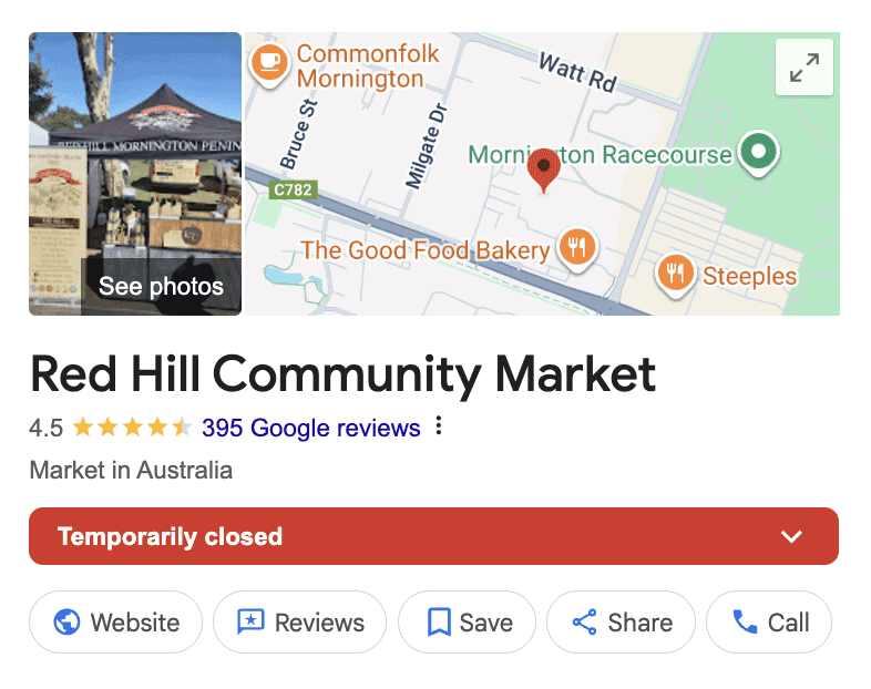 red hill market google business